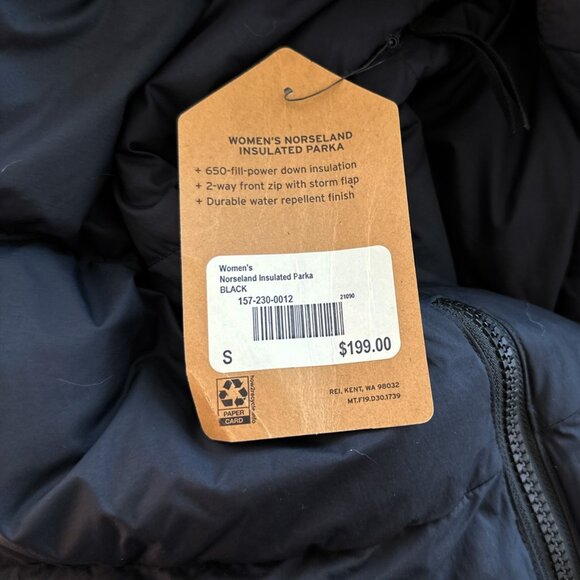 REI Co Op Cooperative Norseland Insulated Down Parka Jacket Black NWT New S - Picture 11 of 11